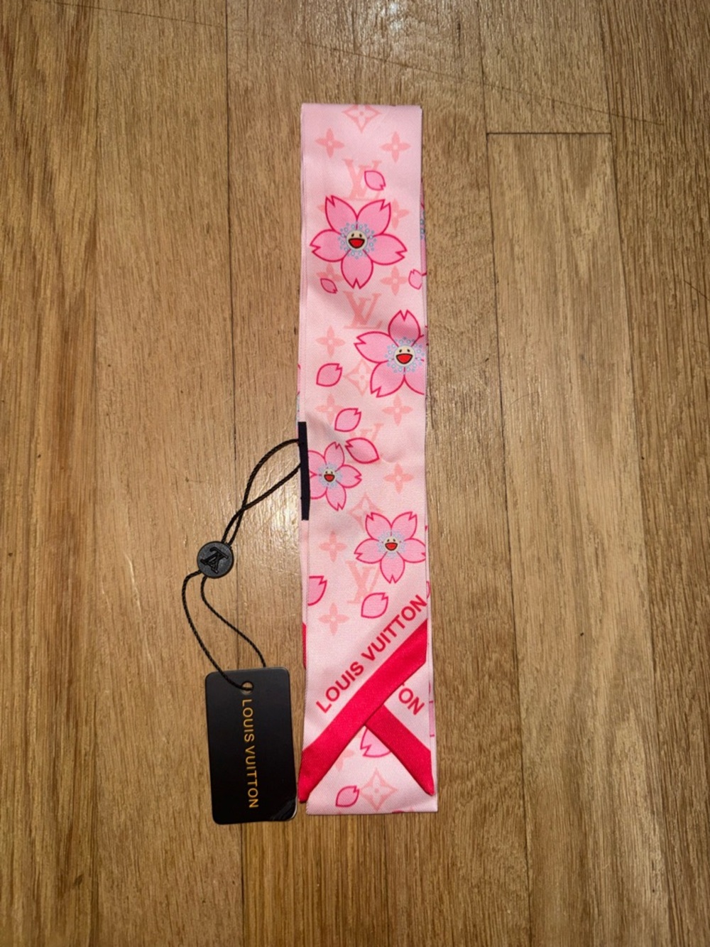 Pink Cherry Blossom Silk Hair Bandeau with Fuchsia Accents